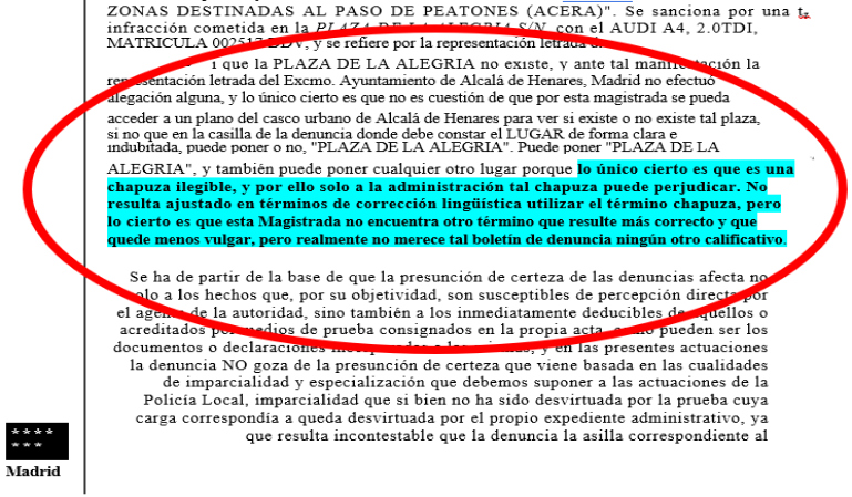 ¡Chapuza ilegible! Así estima la Juez una denuncia de estacionamiento