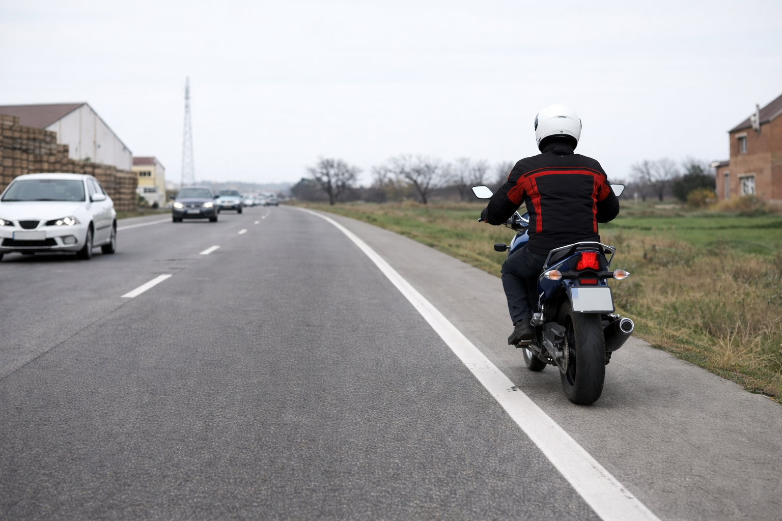 Moto por el arcén